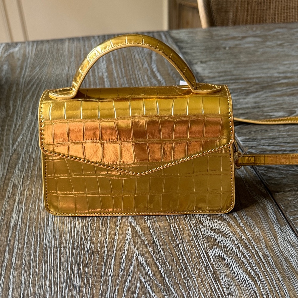 J. Crew Gold Crocodile-Embossed Women's Handbag